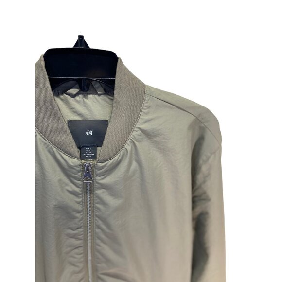 H&M Bomber Jacket Beige Size L Neutral Minimalist Classic Stealth Wealth Summer - Picture 6 of 12